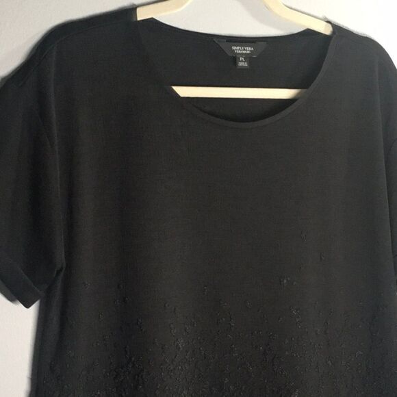 Elegant Simply Vera Verawang top women’s size pl petite Large black embellished - Picture 2 of 16